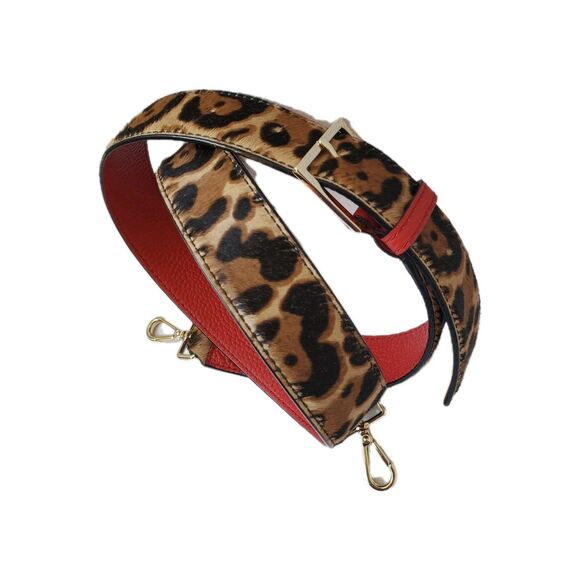 kate spade Handbags - Kate Spade Replacement Strap Leopard Print Hair Bag Goldtone Hardware Red Leathr